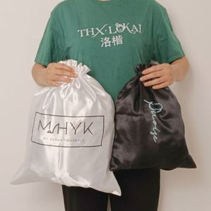 Bolsas de Regalo de Satén Grandes Personalizadas, Bolsitas de Seda para Pelucas, Paquetes de Cabello, Bolsa con Cordón y Logotipo - Product Image 5