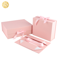 INPACK vente en vrac parfum fermeture magnétique coffret cadeau pliable rigide pliant vêtements boîtes d'emballage avec ruban arc