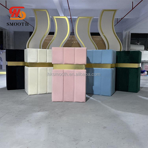 SMOOTH Manufacture Price Ensemble de socles carrés en velours décoratifs pour mariage, colonnes cylindriques décoratives Or Bleu Noir - Product Image 1