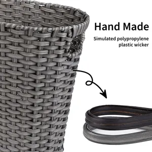 Rattan tessuto di plastica cesto di stoccaggio per rifiuti di carta dell'immondizia di stoccaggio in <span class=keywords><strong>bagno</strong></span> <span class=keywords><strong>bagno</strong></span> camera <span class=keywords><strong>da</strong></span> letto o organizzazione cesto di vimini - Product Image 2