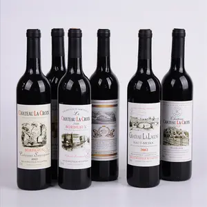 High-quality 500ml matte black glass wine bottle custom printing empty frosted red wine glass bottle with nature cork