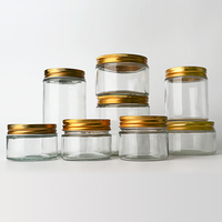Custom Food Package Clear 280ml 380ml 500ml Round Glass Jam Jar With Metal Lid