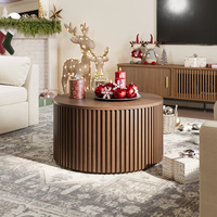 Table basse ronde moderne en noyer sur mesure 2026 avec plateau relevable et tiroir de rangement dissimulé pour salon