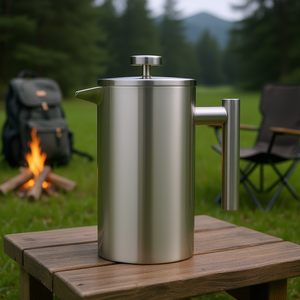 Cafetera Francesa de Acero Inoxidable de 1 Litro con Doble Pared Aislada para el Hogar, Camping y Viajes - Product Image 2