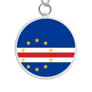 Wholesale Cabo Verde Flag Round <b>Keyring</b> Acrylic National Flag Key Chain Custom Tourist Souvenir Pendant - Product Image 3