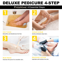 Masque exfoliant pour les pieds, kit de pédicure de luxe en boîte, 4-en-1 avec gommage au sel de mer et au sucre, masque de boue, crème, soin de la peau biologique à base de plantes