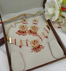 Nuevo conjunto de Gargantilla étnica Rajwadi Chand, joyería de latón hecha a mano - Product Image 1