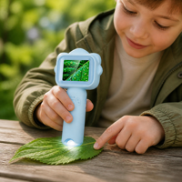 Microscopio para Niños Miaoshi E208 OEM ODM 500X con Pantalla LCD de 2.4 Pulgadas, Luz LED, Cámara de 1920x1080, Portátil, Digital, para Explorar al Aire Libre