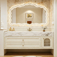 Meuble sous-vasque blanc classique en bois pour salle de bain, idéal pour projets hôteliers, avec vasque intégrée, fabrication OEM/ODM sur mesure