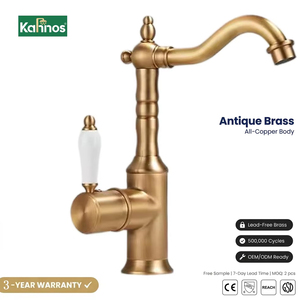 Modern <b>Deck</b> Mounted 360 Rotation Swivel Spout Solid Brass Single Handle Ceramic Valve Bathroom Sink Mixer Hot Cold Water Tap - Product Image 1
