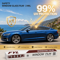 Película de Seguridad para Ventanas FYL UV99 Transparente para Edificios, VLT88%+ Luz Visible, IRR88% Infrarrojos, UV99% para Ventanas de Auto