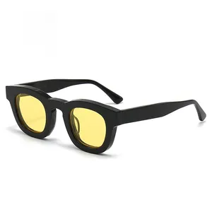 Shenzhen alta calidad Retro marcos redondos sombras gafas de sol con logotipo de lujo moda verano gafas amarillo Fames lente hombres mujeres