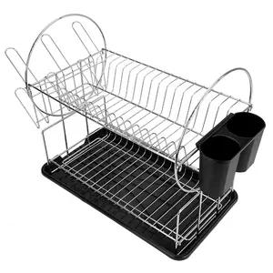 Multi-functional storage and holders kitchen utensils drain stand supplier hot sale steel wire cutlery dish draining rack