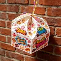 Boîte en papier de haute qualité avec poignée pour l'emballage de chocolats et de pâtisseries, pour les desserts sucrés, les beignets, les biscuits et les gâteaux