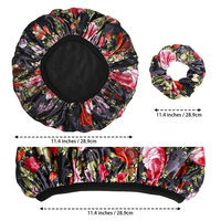 Bonnet de douche pour femme, 2 pièces 3 couches de bonnets de douche doublés éponge + 2 chouchous en satin, bonnets de bain en tissu éponge imperméable pour la douche