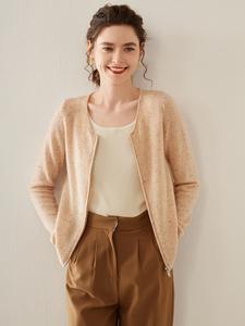 カスタムレディースカシミヤニットカーディガン、ゆったりVネックジッパー付き薄手サマーカシミヤコートセーター - Product Image 6