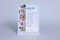 Kotak Lampu Iklan Desktop Mars Impression A4 LED Akrilik Kecerahan Tinggi Baterai Isi Ulang Bingkai Poster Menu Dua Sisi