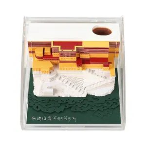 2023 새로운 사용자 정의 창조적 인 선물 재미있는 불교 빌딩 블록 노트 떨어져 찢어 3D 메모 패드 종이 큐브