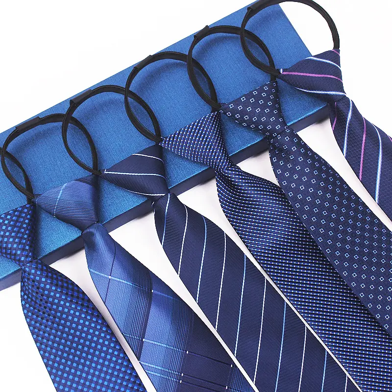 Wholesale Men's Professional Tie Knot-Free 8CM Lazy Zipper Tie 7cm Easy Pull Business Formal Wear Work