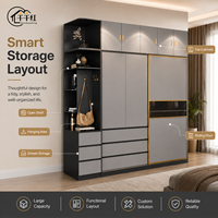 Armoire de chambre à coucher moderne sur mesure avec grands tiroirs de rangement, étagères ouvertes et fournisseur de meubles en gros OEM ODM
