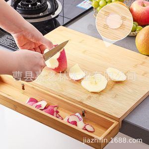 Tabla de cortar de madera con ranuras, 3,3 cm de grosor, rectangular, para cocina, almacenamiento de frutas - Product Image 2