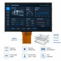 Module d'affichage LCD TFT IPS 10 pouces 1024*600, 1000 nits, lisible en plein soleil, RGB TTL 40 broches, écran tactile RTP pour IHM et PLC industriels