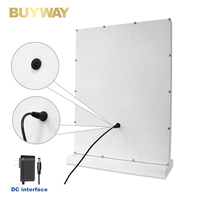 Miroir de maquillage rectangulaire blanc 46x58cm éclairé avec 152 LED SMD, interrupteur tactile, 3 couleurs réglables, adaptateur secteur, 1X HD