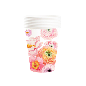 ชุดจานชามกระดาษลายดอกไม้สีชมพู DAMAI สำหรับงานเลี้ยงน้ำชา จานกลมแบบใช้แล้วทิ้ง พร้อมส้อม อุปกรณ์จัดงานเลี้ยง - Product Image 6