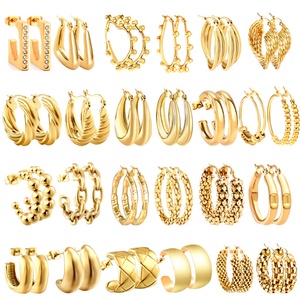 Aros Abiertos Grandes de Acero Inoxidable, Chapados en Oro de 18K, Ligeros, Hipoalergénicos, para Mujer - Product Image 4
