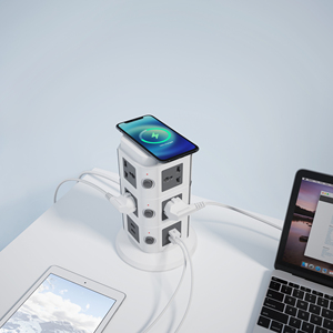 Tháp bảng điện nhiều lớp Phích cắm của Anh Chống sấm sét Tháp thẳng đứng Dây dẫn mở rộng với công tắc và sạc không dây - Product Image 1