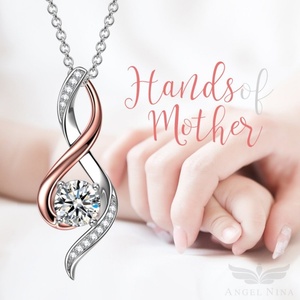 Collar con Colgante de Manos de la Madre en Plata de Ley S925 con Baño de Rodio y Circonita, Cadena para Mujer, Regalo de Boda o Compromiso - Product Image 6