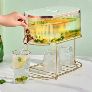 Vente en gros de distributeurs de boissons rectangulaires pour réfrigérateur de 1,4 gallon, contenants pour limonade avec couvercles, PS+PP de haute qualité, blanc/vert/vert clair - Product Image 4