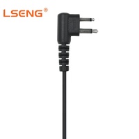 LSENG Headset Radio Dua Arah Ringan Tipe D dengan Pengait Telinga Tunggal, Kabel PU Jack M 2Pin, PTT Inline, Cocok untuk Motorola EP450