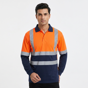 Camisetas Polo de Trabajo de Manga Larga Unisex de Alta Visibilidad, Uniformes de Seguridad con Tiras Reflectantes, Secado Rápido, Resistentes al Viento, Certificación CE/UE - Product Image 1