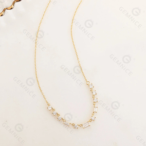 Collier de luxe Gemnel en argent sterling 925 avec zircons alternés rectangulaires et ronds étincelants - Product Image 6