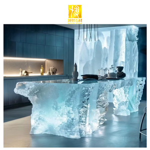 Panel de Pared Retroiluminado de Piedra Natural Translúcida para Encimera de Cocina de Lujo, Estilo Villa, BOTON STONE, Losas de Mármol Ónix Azul Cielo - Product Image 2