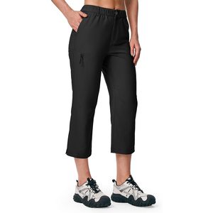 Pantalones Capri para Mujer Rdruko, Secado Rápido, Ligeros, para Senderismo, Casuales, Negros, Talla S, con Bolsillos con Cremallera, Elásticos, para Viajes, Verano - Product Image 2