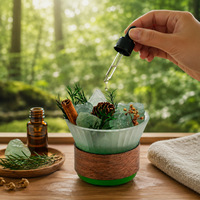 Diffuseur d'arômes en pierre de cristal naturelle de luxe, bol en verre pour huiles essentielles, ensemble d'ornements pour la maison, chambre et salon