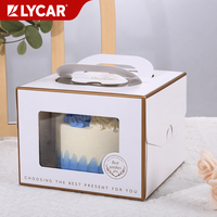 Boîtes à gâteaux d'anniversaire carrées rigides personnalisées avec fenêtre transparente 4/6/8/10/12 pouces Emballage à emporter pour desserts