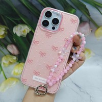 Casing Ponsel Soft Shell Dua Lapis Desain Imd dengan Ikat Rambut, Logo Kustom, dan Tali Gantungan untuk iPhone 16 Pro Max 17 15