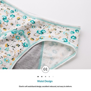 Culottes réutilisables pour adolescentes, taille moyenne, à imprimé floral, en coton, 3 <span class=keywords><strong>couches</strong></span>, anti-fuites, pour les règles - Product Image 4