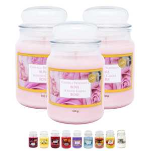 Scented Glass Jar <b>Candles</b> Rose 550g <b>Large</b> Jar <b>Candle</b> Set - Product Image 1
