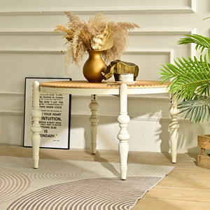 High Quality Farmhouse Indoor <b>Rustic</b> Round Wood Carved Top <b>Coffee</b> <b>Table</b> Manufacturer - Product Image 3