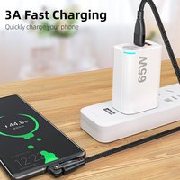 Neues Dual-Typ-C-Datenkabel Typ-C zu Typ-C PD 60W/3A Schnellladung 180-Grad-Drehstecker Geflochtenes Nylon für Mobiltelefone