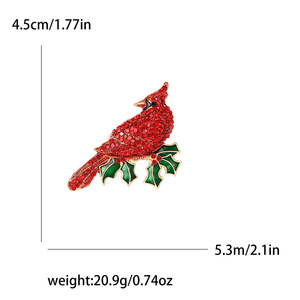 Hồng Y Đỏ pha lê giáng sinh kỳ nghỉ chim trâm động vật pins cho quần áo trang trí phù hiệu Lady trang sức quần áo trang trí - Product Image 2