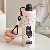 Thermos isotherme de haute qualité en acier inoxydable 316 avec boule flottante, grande capacité, design mignon de dessin animé, sangle de transport