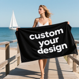 Serviettes de plage en microfibre surdimensionnées, sans sable, personnalisables avec motifs colorés en tissu peluche sublimé - Product Image 1