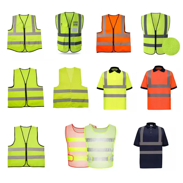 Groothandel Hoge Zichtbaarheid 100% Polyester Stof Verkeer Custom Logo Bedrukt Veiligheidsvest Met Reflecterende Strips