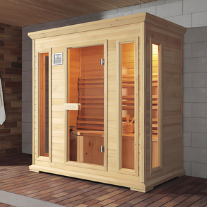 Cabine <span class=keywords><strong>de</strong></span> sauna en cèdre, spa <span class=keywords><strong>de</strong></span> luxe à domicile avec poêle et pierres, expérience finlandaise authentique, design moderne, haute qualité, extérieur - Product Image 4