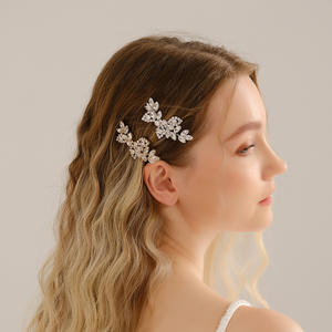 Corée du Sud transfrontalier nouveaux accessoires pour cheveux strass feuille épingle à cheveux mariée mariage côté clip <span class=keywords><strong>chaque</strong></span> <span class=keywords><strong>jour</strong></span> un mot clip - Product Image 1